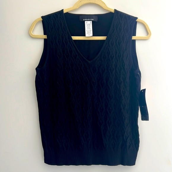 NWT - Black Sweater Vest - Textured Sz S Women’s Jones New York - Picture 1 of 7